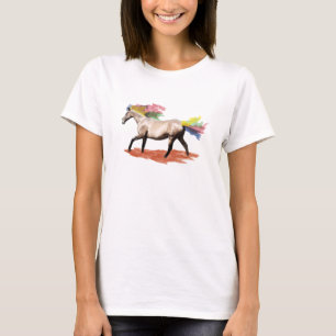 T-shirt Arte Fantasia - Cavalo Arco-Íris