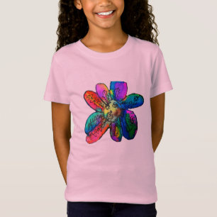 T-shirt Arte feliz do Rainbow flower