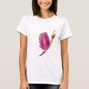 T-shirt Arte floral de Magnólia rosa em aquarela