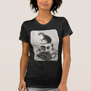 T-shirt Arte gótico S da fantasia do gótico do crânio d