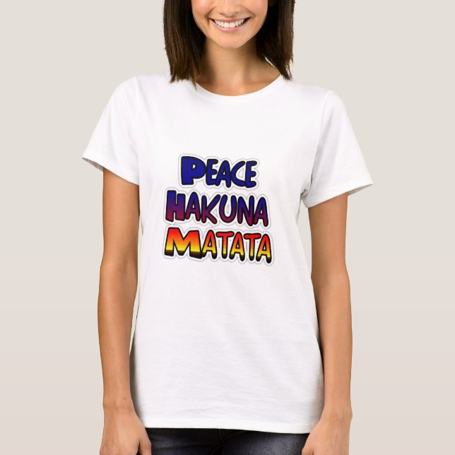 T-shirt Arte Gradiente da Paz de Hakuna Matata (Frente)