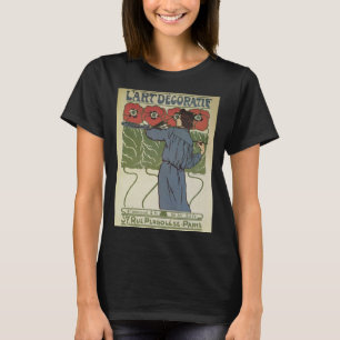 T-shirt Arte Nova Antiga, Artista Pintando Flores de Papou