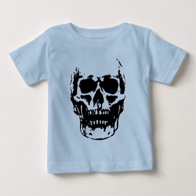 T-shirt Arte Pop de Caveira Preto e Branco (Frente)