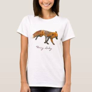 T-shirt Arte Vestida de Raposa Vermelha Selvagem
