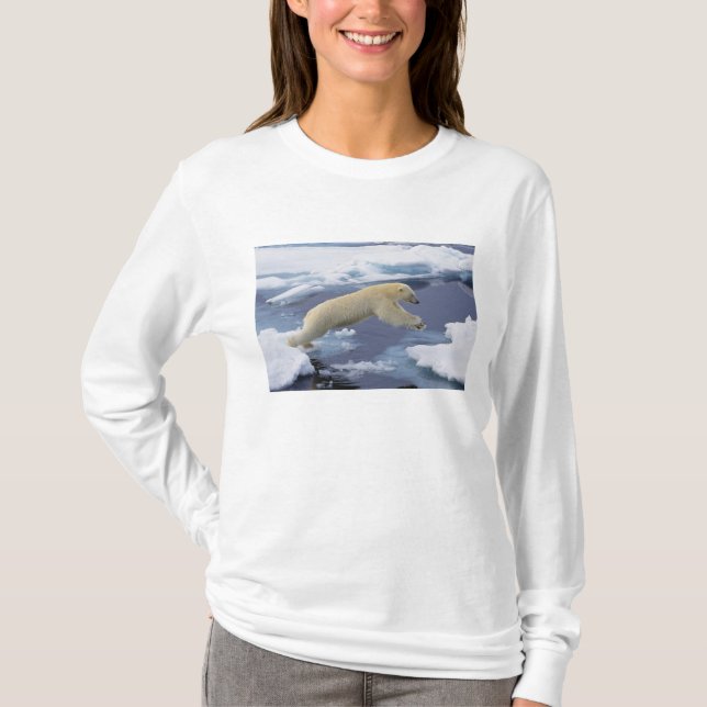 T-shirt Ártico, Svalbard, Urso Polar estendendo (Frente)