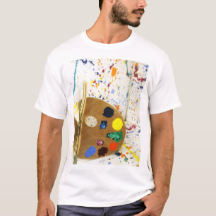T-shirt Artistas Pintam Splatter e Paleta de Pintura