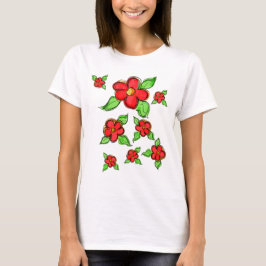 T-shirt Artsy Bright Red Flor