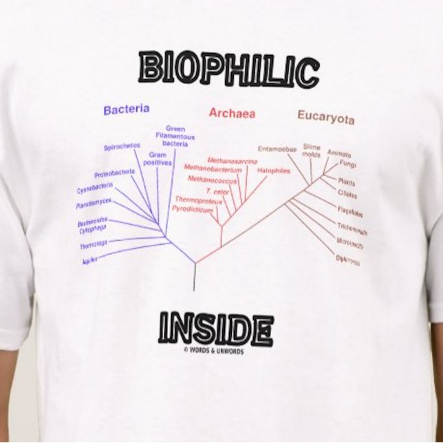 T-shirt Árvore Biofílica Filogenética Dentro (Let your wry evolutionary biology side shine with this "Biophilic Inside" tee!)