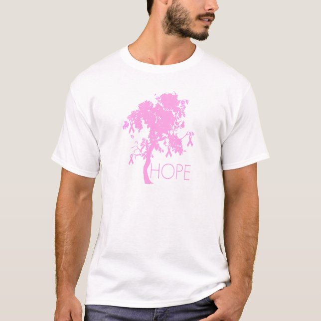 T-shirt Árvore de fita cor-de-rosa da esperança (Frente)