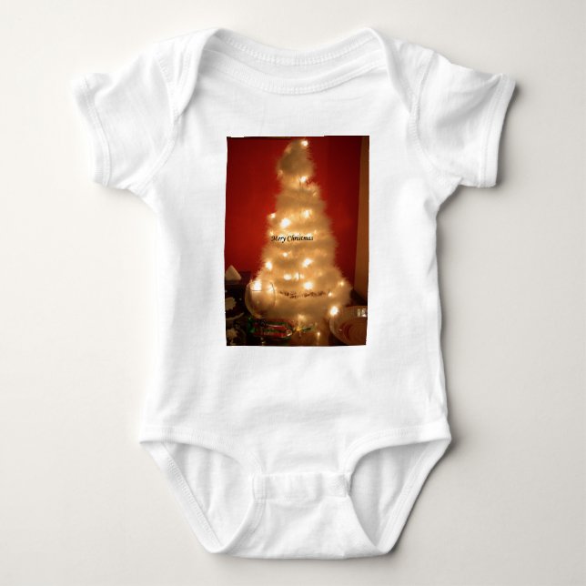 T-shirt Árvore de Natal Branca Decorada (Frente)
