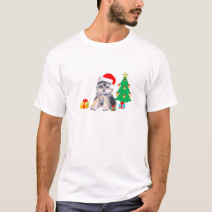 T-shirt Árvore de Natal, cachorro de Yorkshire e presentes