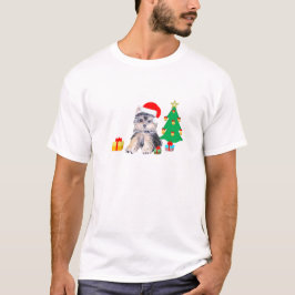 T-shirt Árvore de Natal, cachorro Yorkshire e presentes