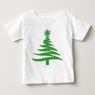 T-shirt Árvore de Natal Moderna Estêncil Impressão Verde