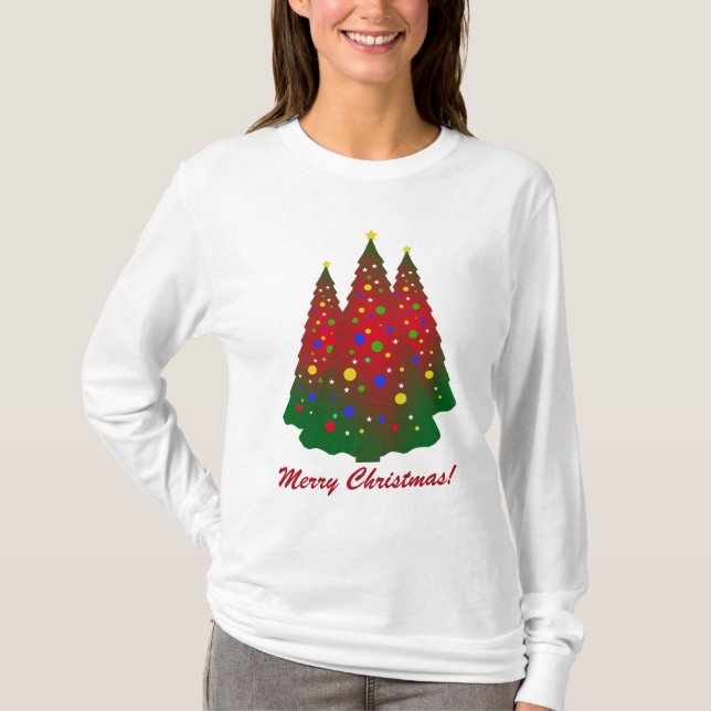 T-shirt Árvore de Natal Vermelha e Verde (Frente)