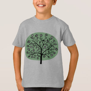 T-shirt Árvore estilizado da flor - verde desvanecido