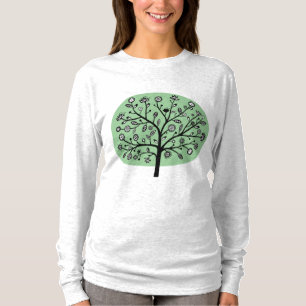 T-shirt Árvore estilizado da flor - verde desvanecido