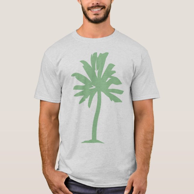 T-shirt Árvore Palm - Verde Esmaecido (Frente)