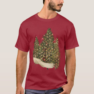 T-shirt Árvores brancas bonitas do pavão & de Natal
