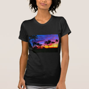 T-shirt Árvores de Palma de Praia Havaiana, Exóticas, Verm