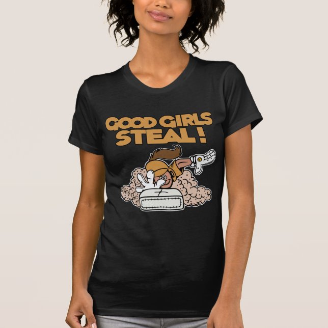 T-shirt As boas meninas roubam, ouro (Frente)