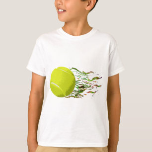 T-shirt As chamas E.U. artísticos da bola de tênis abrem