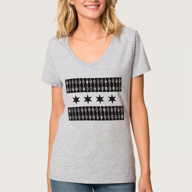 T-shirt As estrelas de Chicago representam a engrenagem (Frente)