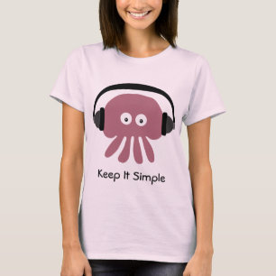 T-shirt As medusa & os fones de ouvido cor-de-rosa