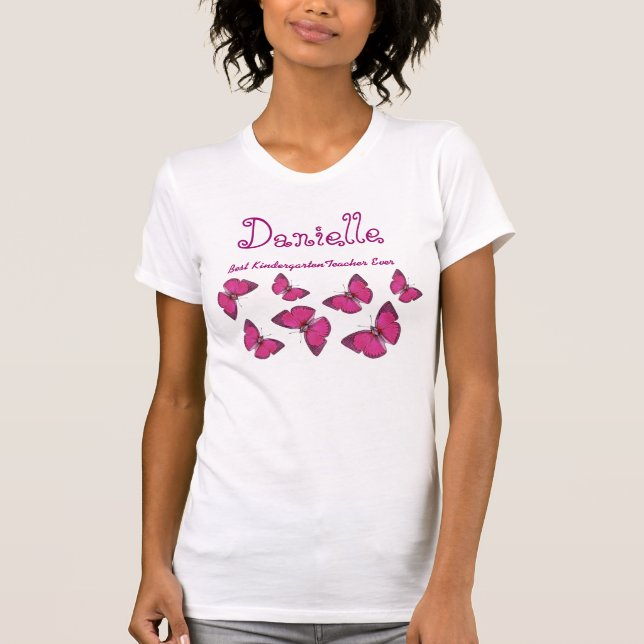T-shirt As melhores borboletas prées-escolar V17 do rosa (Frente)