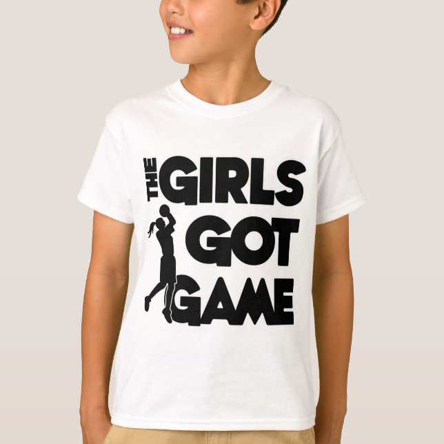T-shirt As meninas obtiveram o jogo, preto (Frente)