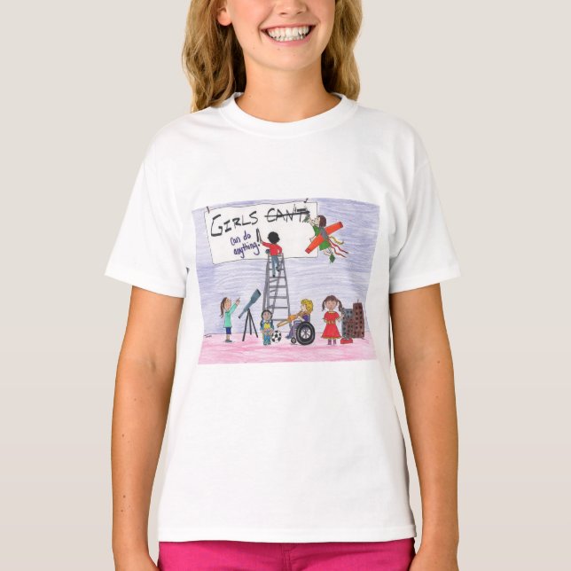 T-shirt As meninas podem fazer qualquer coisa! (Frente)