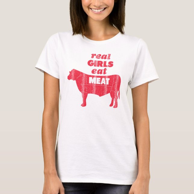 T-shirt As meninas reais comem a carne (Frente)