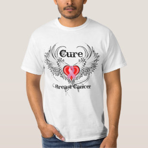 T-shirt Asas do tatuagem do coração do cancro da mama da