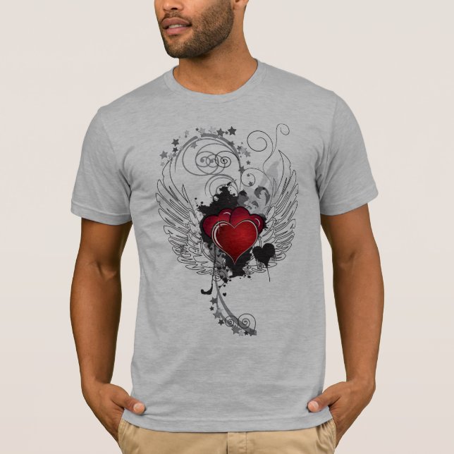 T-shirt Asas dos corações do Grunge (Frente)