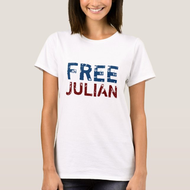 T-shirt Assange juliano livre (Frente)