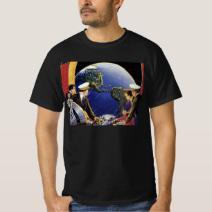 T-shirt Astronautas de Ficção Científica Vintage Orbitando