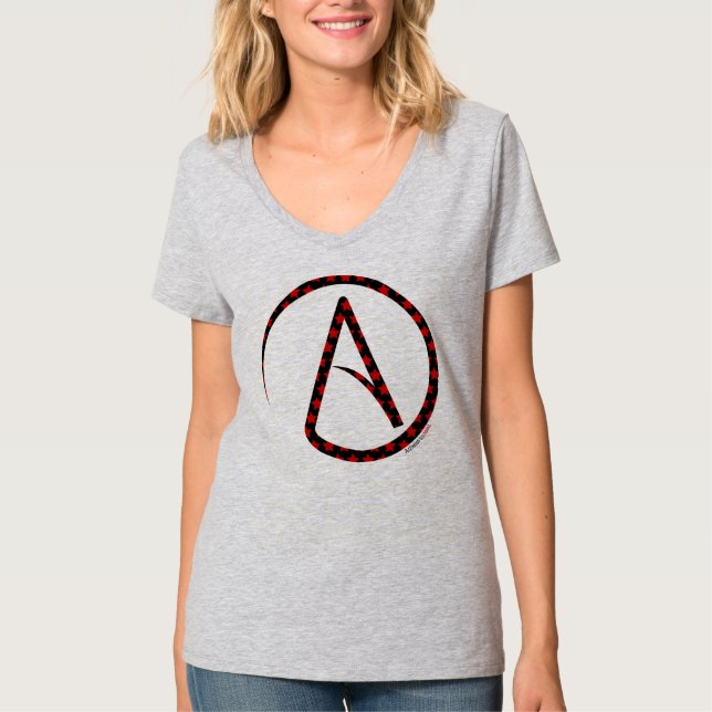 T-shirt ateu da estrela do símbolo para mulheres (Frente)