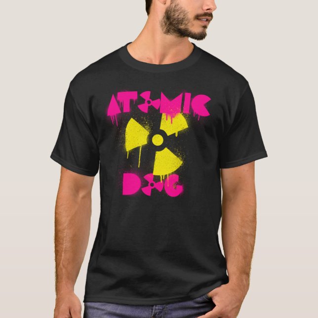T-shirt atômico do cão dos homens (Frente)