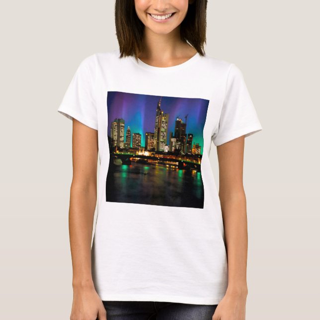 T-shirt Aurora boreal sobre Francoforte (Frente)