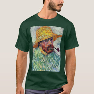 T-shirt Auto-Retrato com o chapéu de palha por Vincent va
