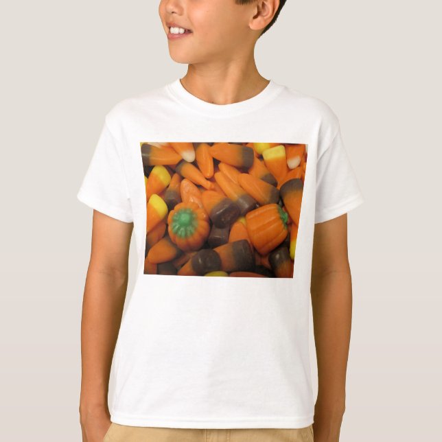 T-shirt Autumn Candy Corn Kids Basic T Shirt (Frente)