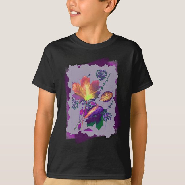 T-shirt Autumn Leaves em Lilac com Roxo (Frente)