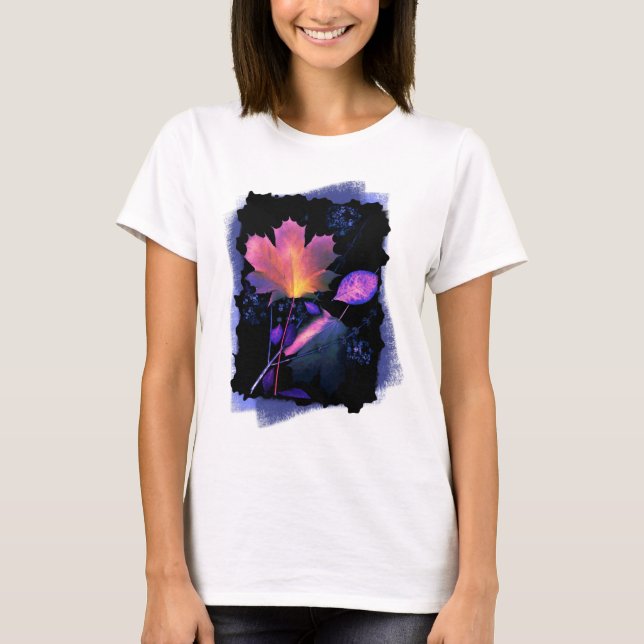 T-shirt Autumn Leaves em Neon e Azul (Frente)
