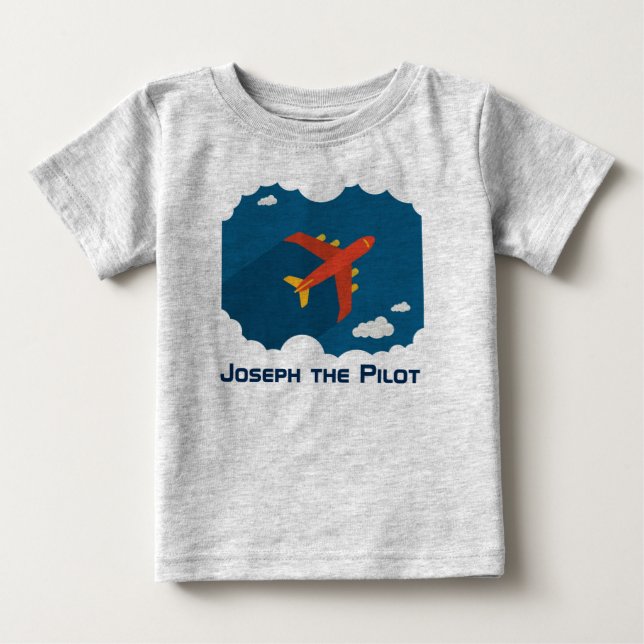 T-shirt Avião no piloto personalizado do garoto do céu azu (Frente)