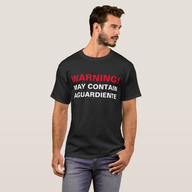 T-SHIRT AVISO: PODE CONTER AGUARDIENTE! (Frente Completa)