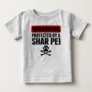 T-shirt Aviso Protegido Por Um Shar Pei