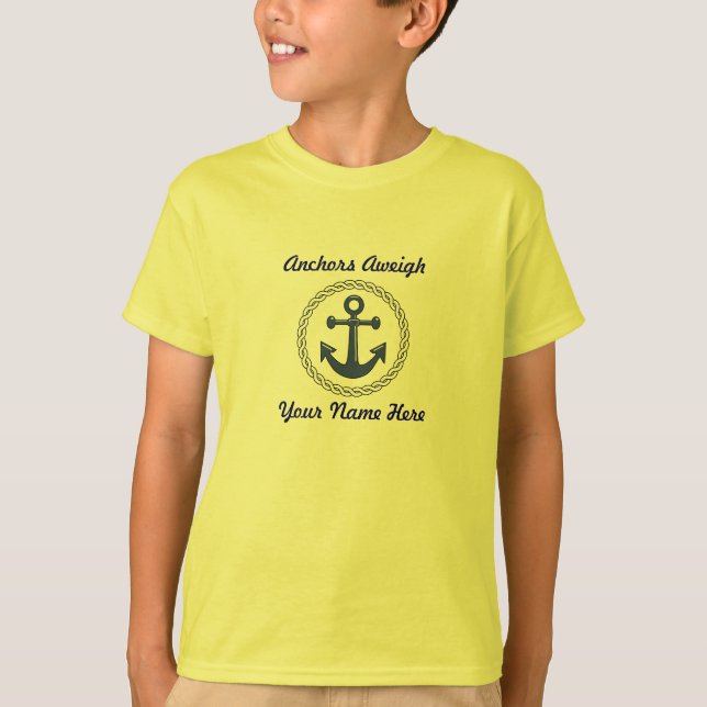 T-shirt Aweigh das âncoras personalizado (Frente)