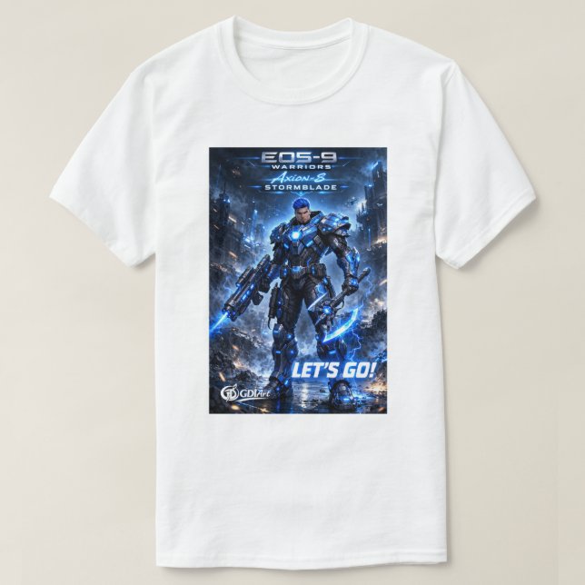 T-SHIRT - AXION-8 STORMBLADE - LET'S GO! (Frente do Design)
