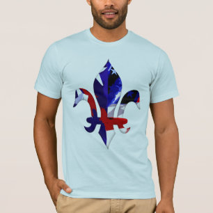 T-shirt Azul branco vermelho -2 da flor de lis