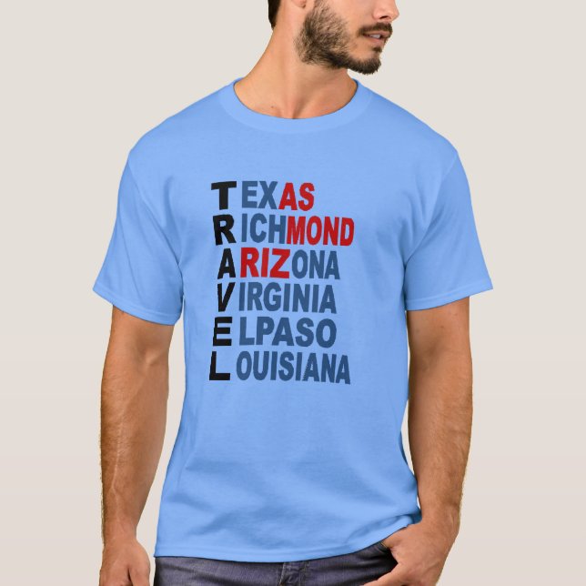 T-shirt azul caroline VIAGEM EUA (Frente)