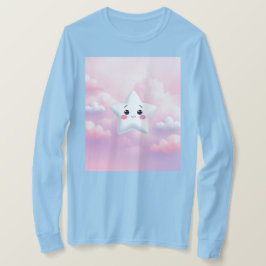 T-Shirt Azul Claro Azul, Cor-de-Lavanda Cor-de-Ros